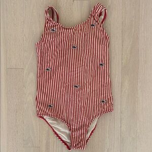Vineyard Vines Red and White Striped Kids Swim One Piece